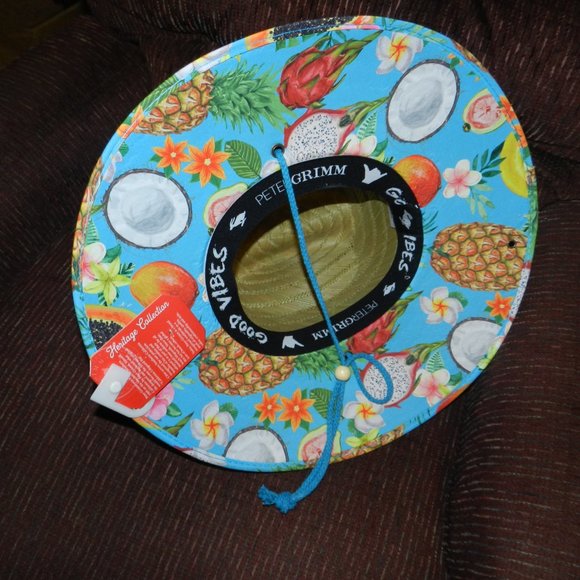 Peter Grimm Fruta  hand woven Herringbone Weave Beach hat UPF 50+NWT 🆕📦⌚🏃💨🚚 - Picture 5 of 16